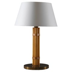 Scandinavian Midcentury Table Lamp in Brass and Bamboo by Bergboms, Sweden