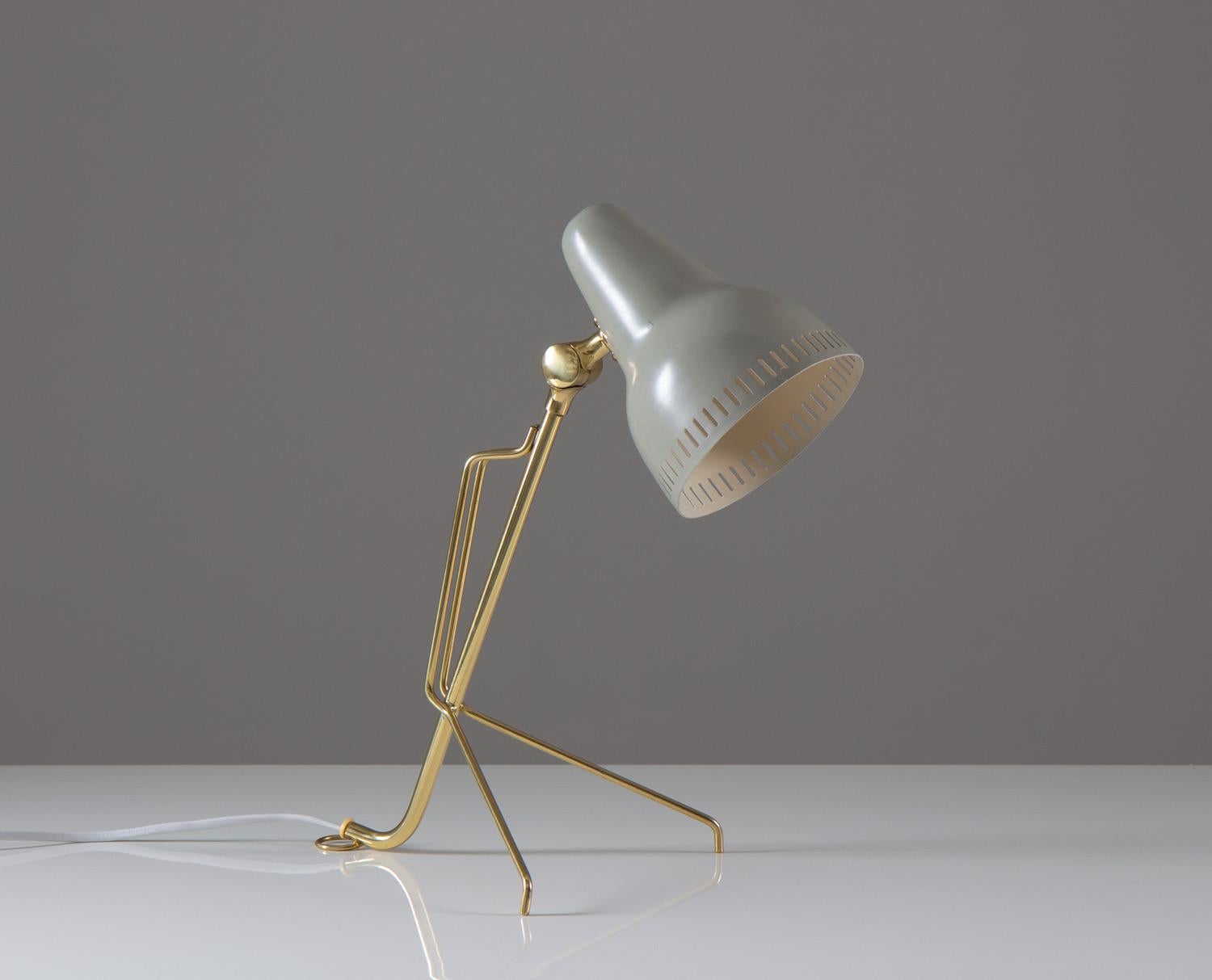 Swedish Scandinavian Midcentury Table Lamp in Brass and Metal by Falkenbergs