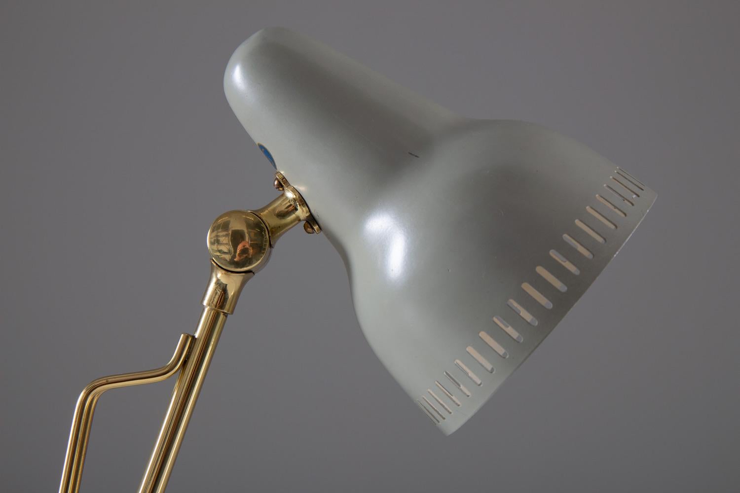 Scandinavian Midcentury Table Lamp in Brass and Metal by Falkenbergs 1