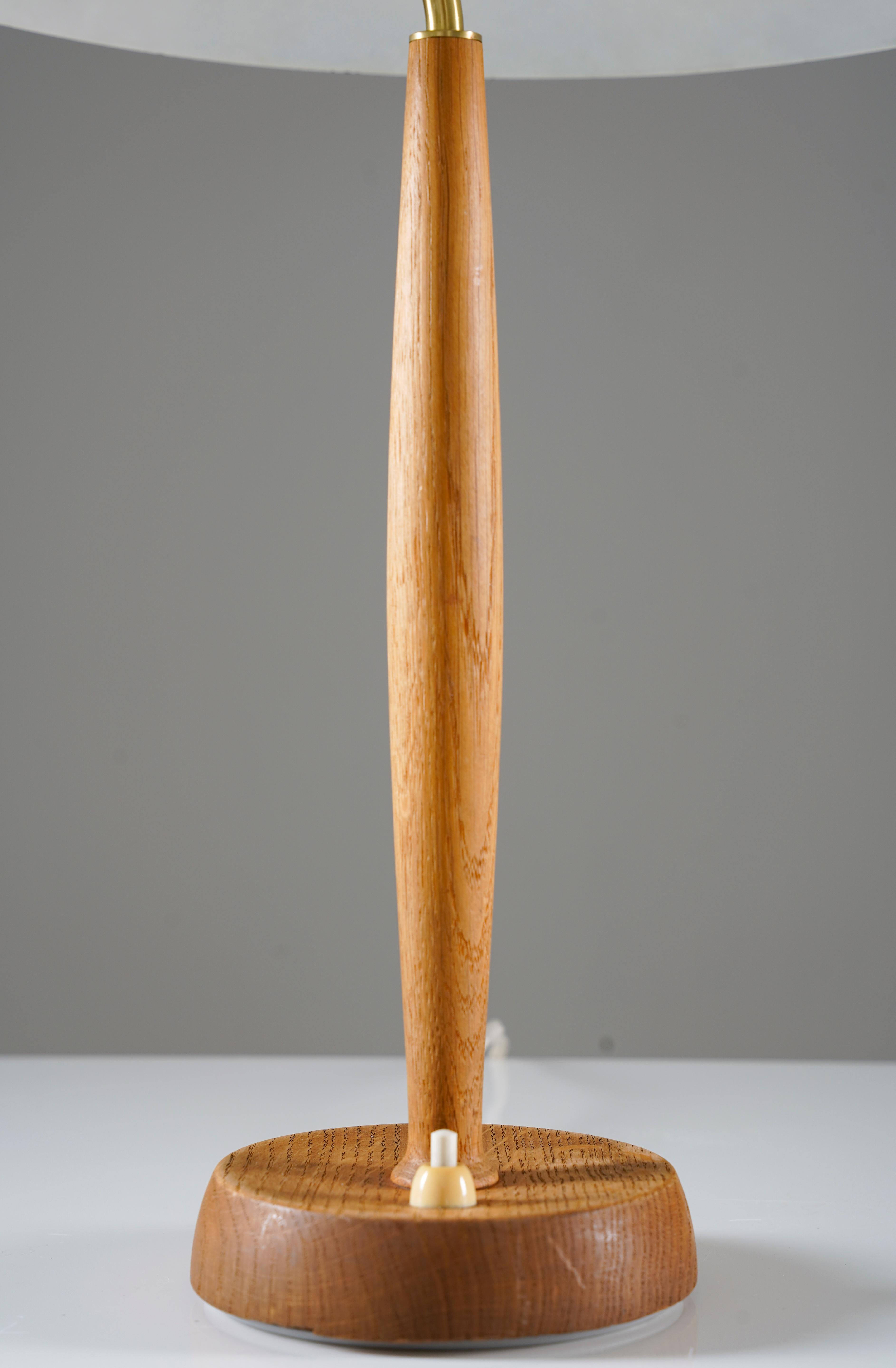 20th Century Scandinavian Midcentury Table Lamp in Brass and Oak by Falkenbergs