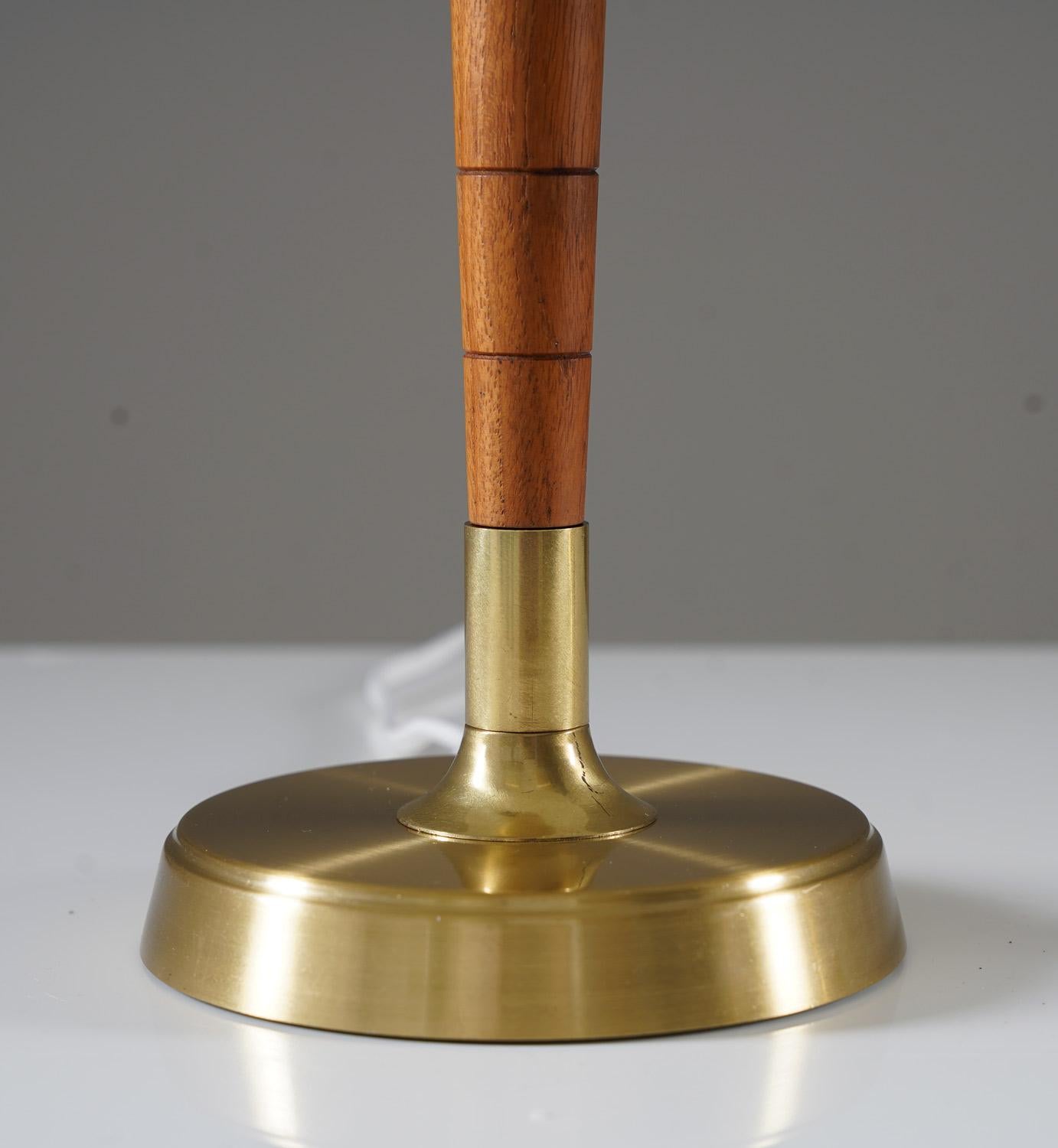 Scandinavian Midcentury Table Lamp in Brass and Teak by Falkenbergs 1