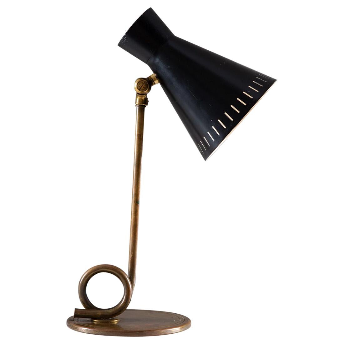 Scandinavian Midcentury Table Lamp in Brass