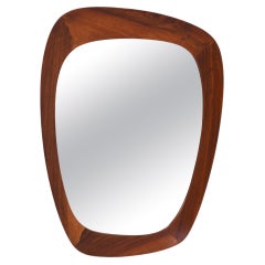 Specchio da parete scandinavo del Medioevo in teak 402 Östen Kristiansson Luxus 1950