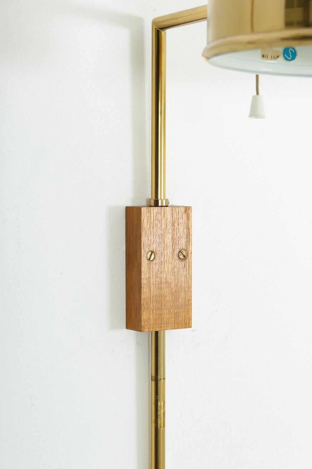 Scandinavian Midcentury Wall Lamps in Brass by Bergboms, Sweden 1