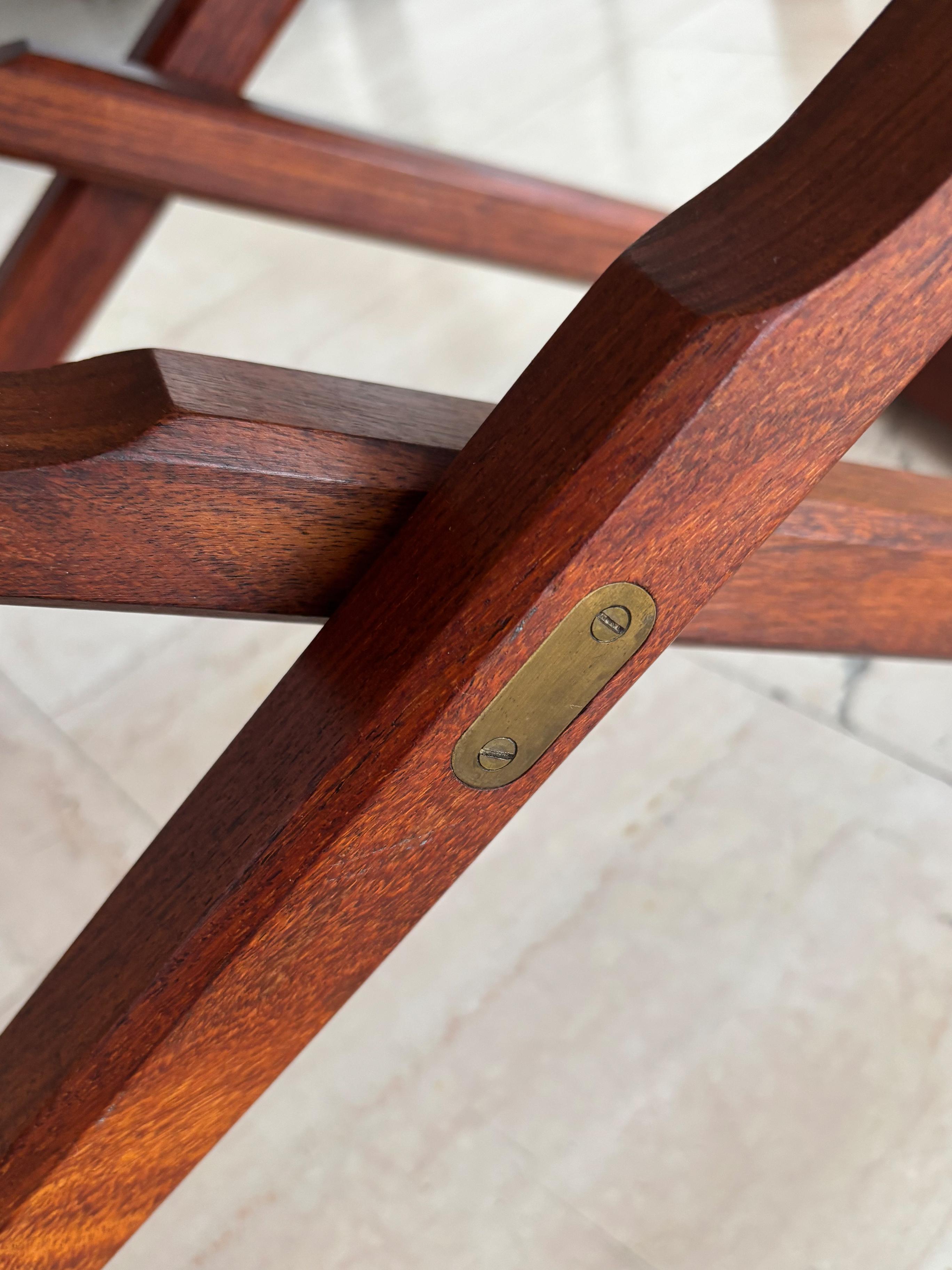 Scandinavian Midcentury Wood Leather Stools Poul Hundevad Style 1960s For Sale 4