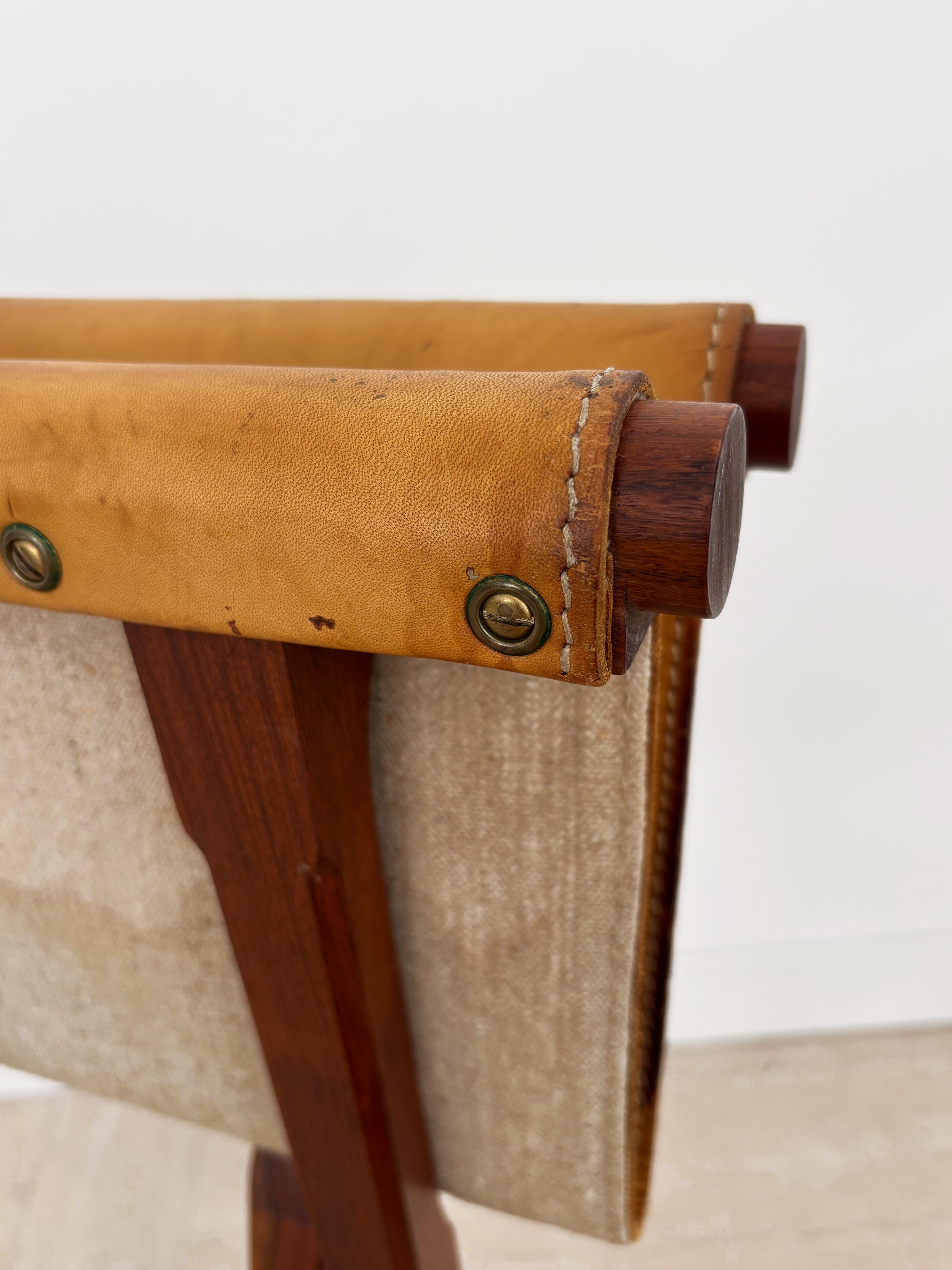 Scandinavian Midcentury Wood Leather Stools Poul Hundevad Style 1960s For Sale 2