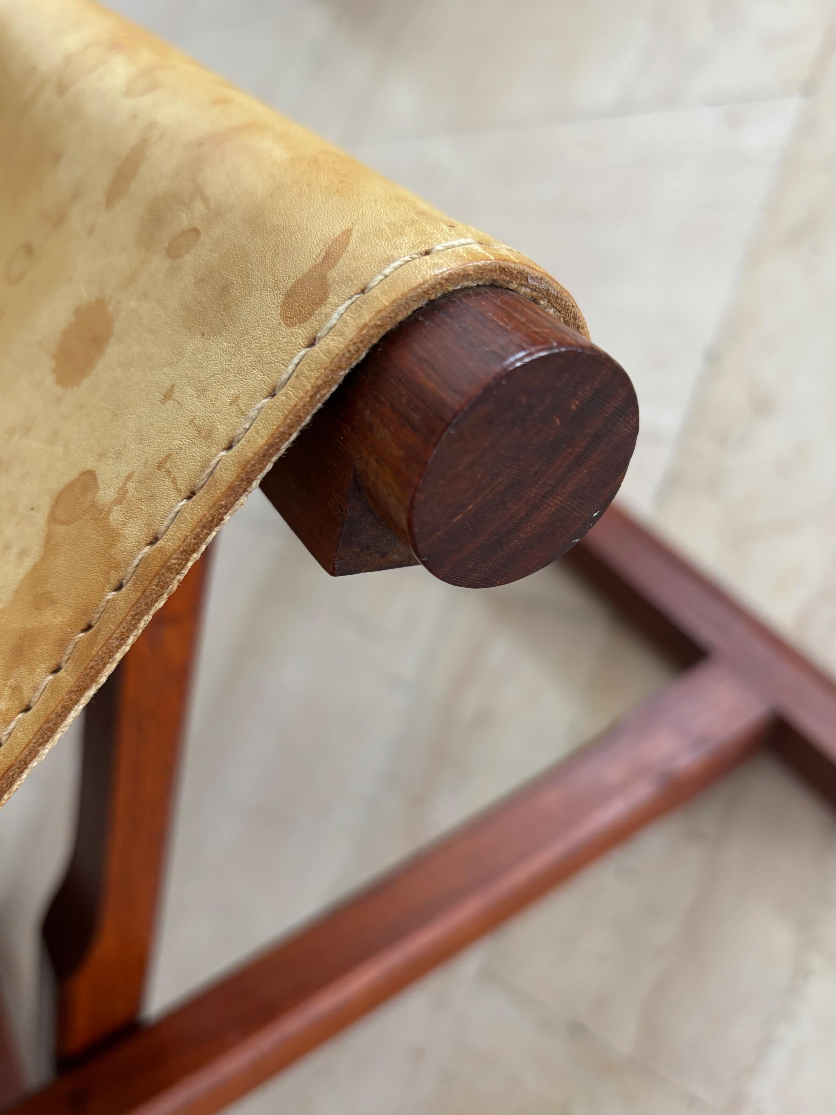 Scandinavian Midcentury Wood Leather Stools Poul Hundevad Style 1960s For Sale 3