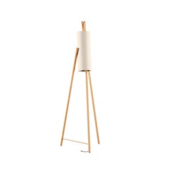 Scandinavian Minimal Tripod Floor Lamp Three Leg in Wood & Cylinder Lamp Shade
