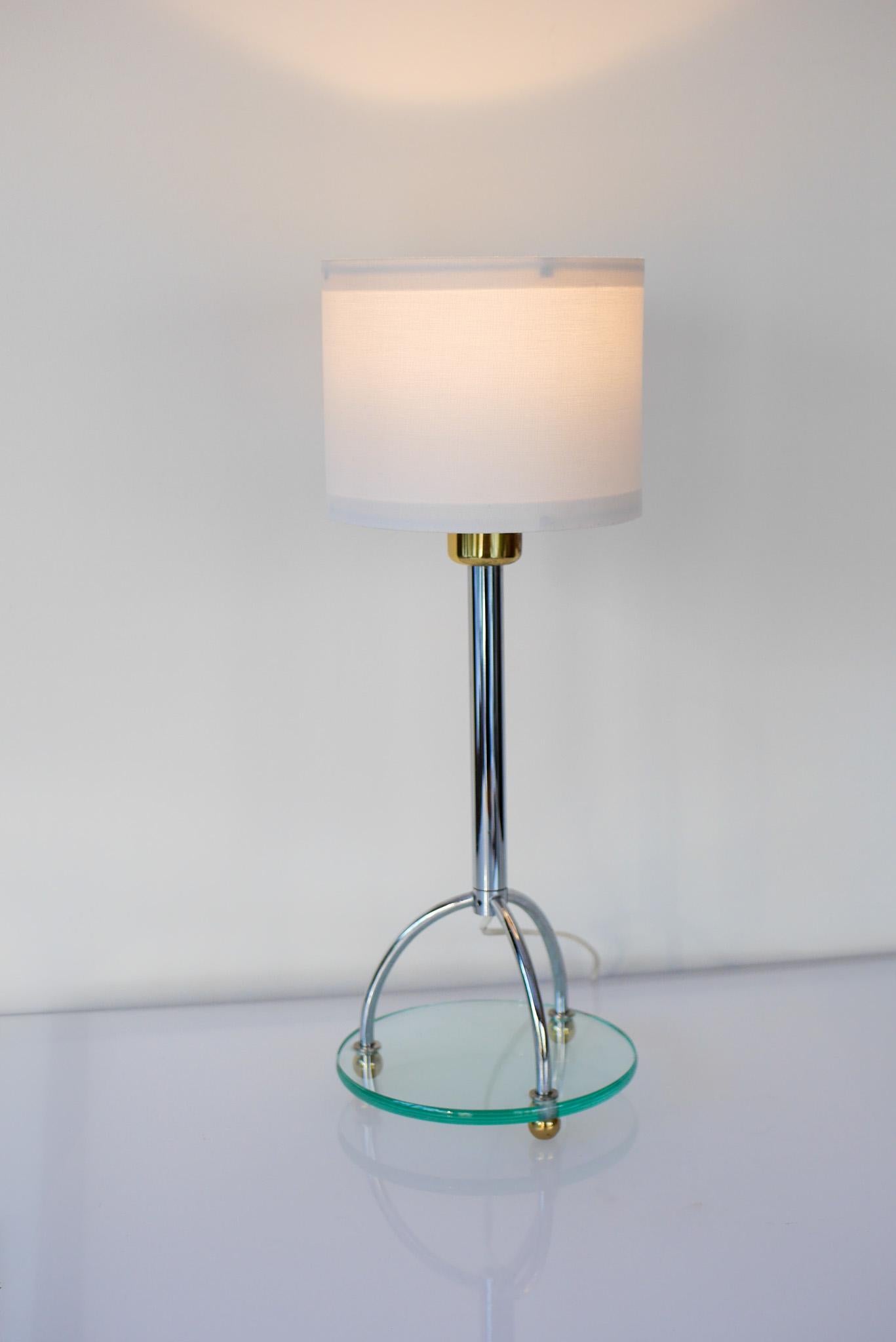 Scandinavian Minimalist Art Deco Style Table Lamp in Chrome and Glass by IKEA For Sale 5