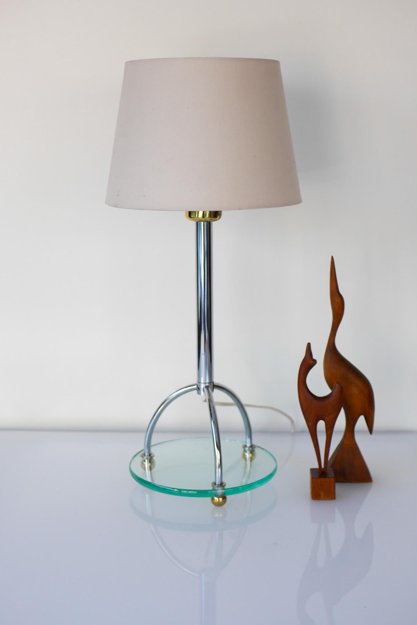Late 20th Century Scandinavian Minimalist Art Deco Style Table Lamp in Chrome and Glass by IKEA For Sale
