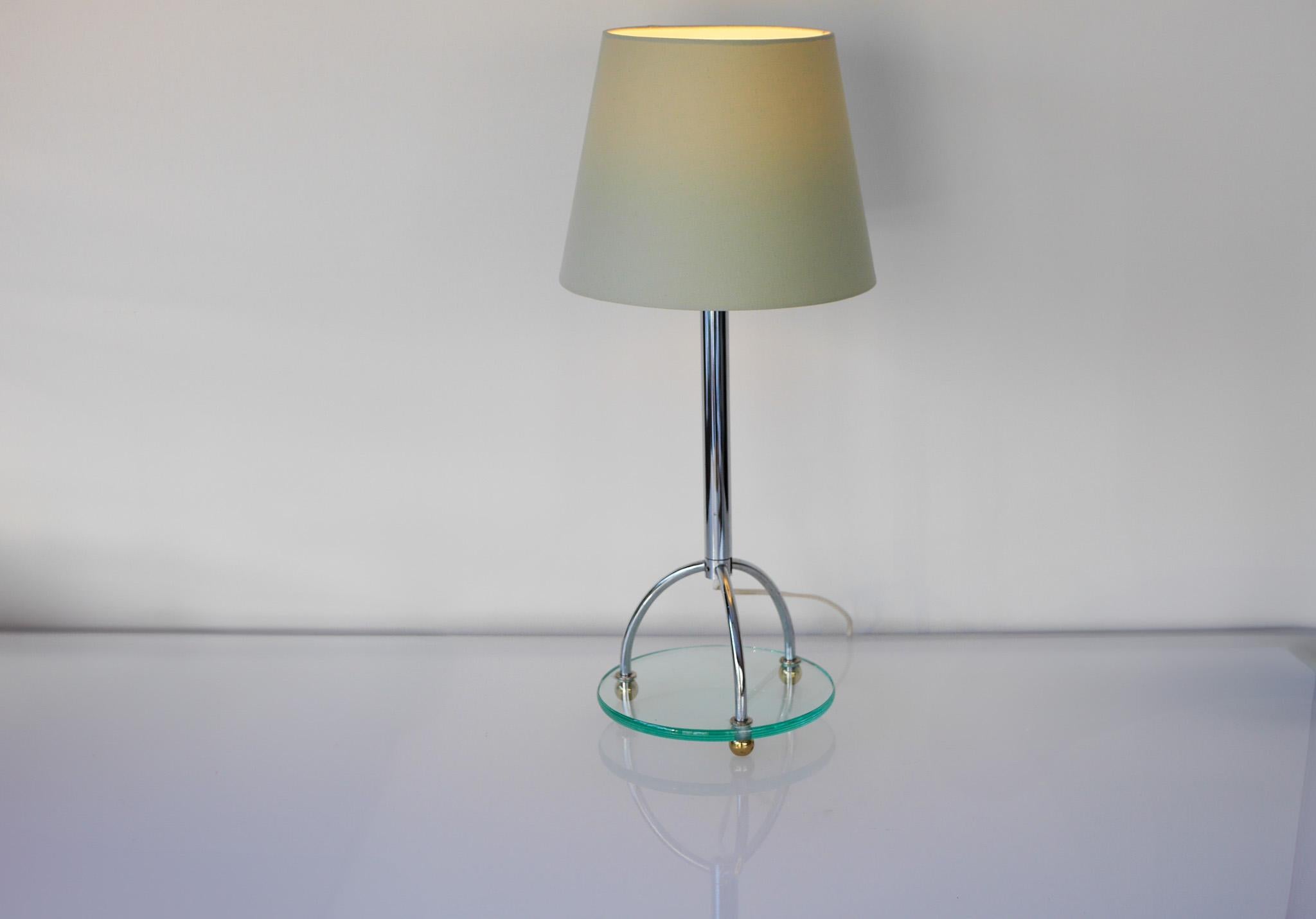 Scandinavian Minimalist Art Deco Style Table Lamp in Chrome and Glass by IKEA For Sale 2