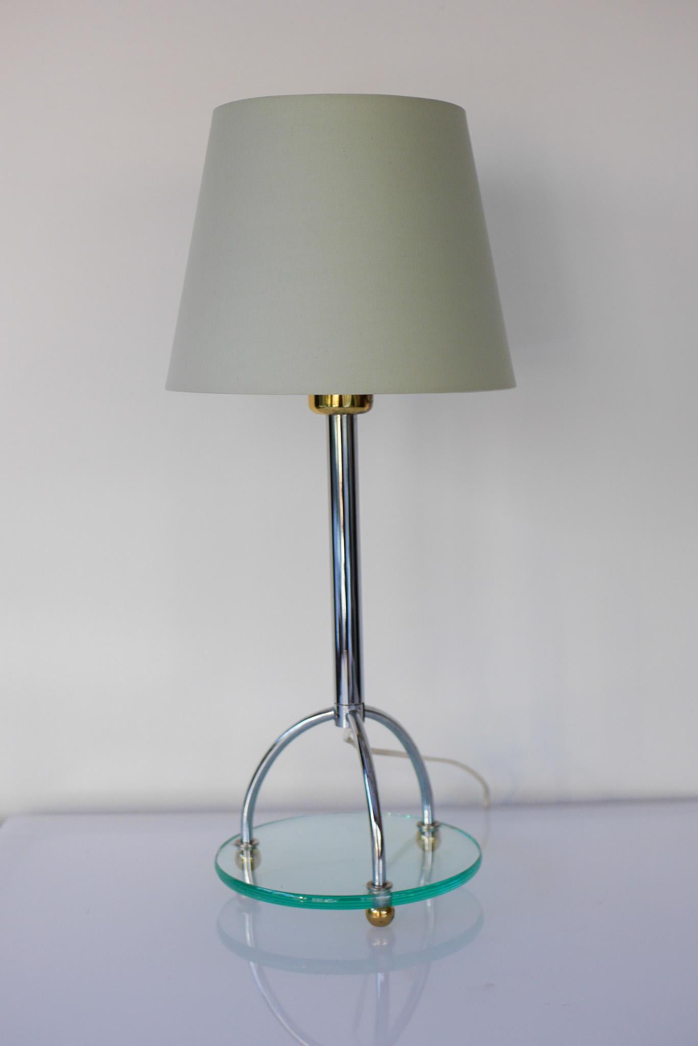 Scandinavian Minimalist Art Deco Style Table Lamp in Chrome and Glass by IKEA For Sale 3