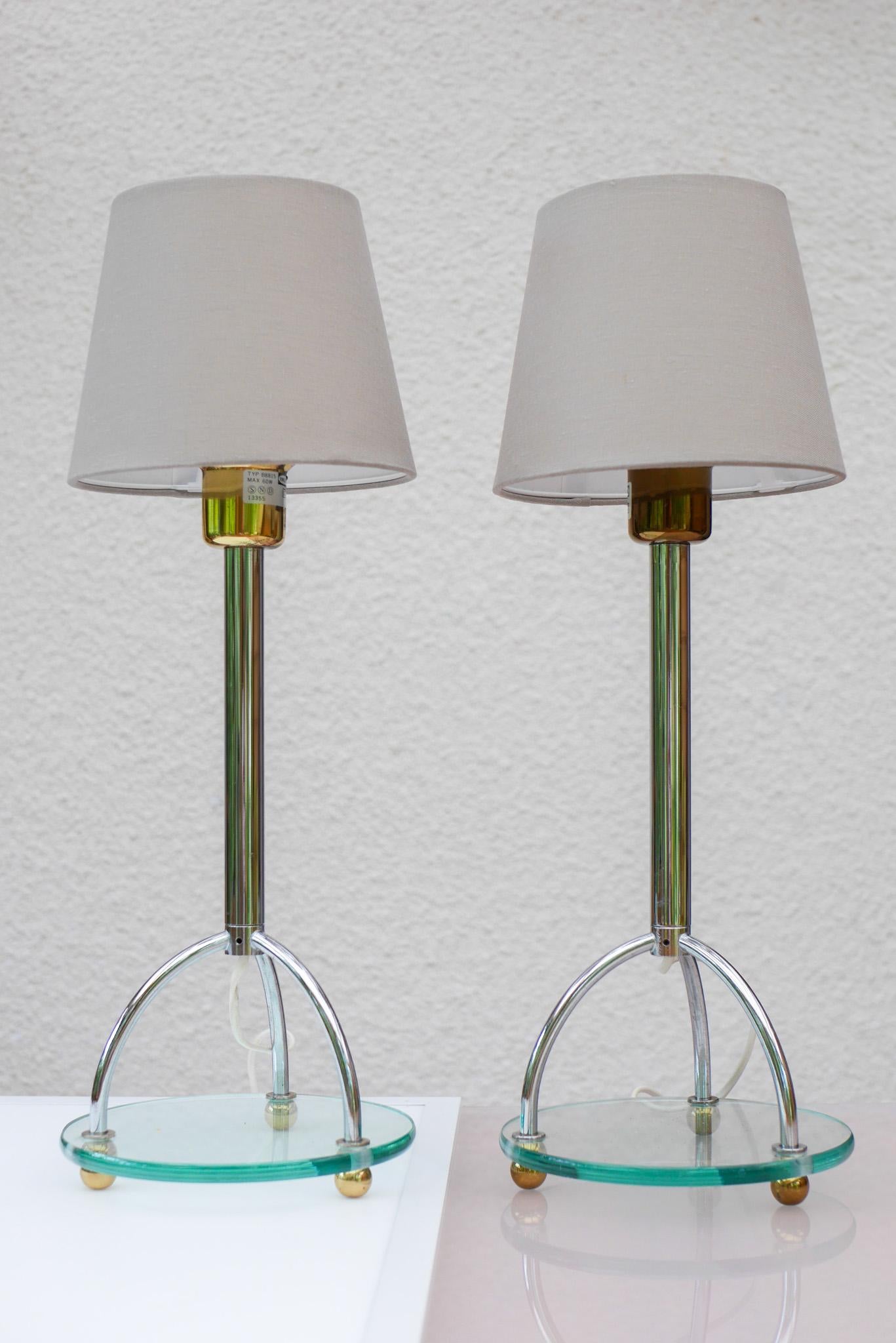 Scandinavian Minimalist Art Deco Style Table Lamps in Chrome and Glass by IKEA For Sale 3