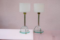 Scandinavian Minimalist Art Deco Style Table Lamps in Chrome and Glass by IKEA