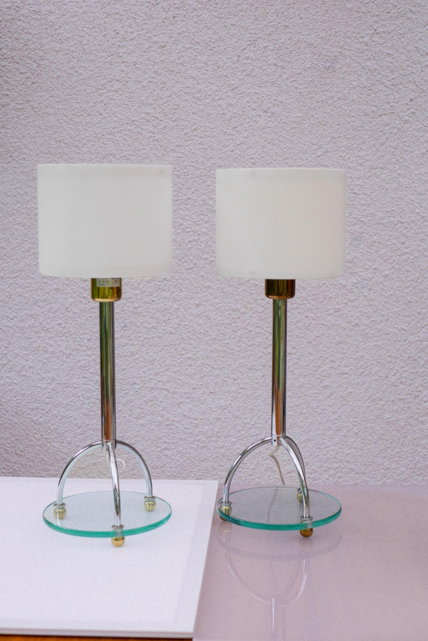 Scandinavian Minimalist Art Deco Style Table Lamps in Chrome and Glass by IKEA In Good Condition For Sale In Skarpnäck, SE