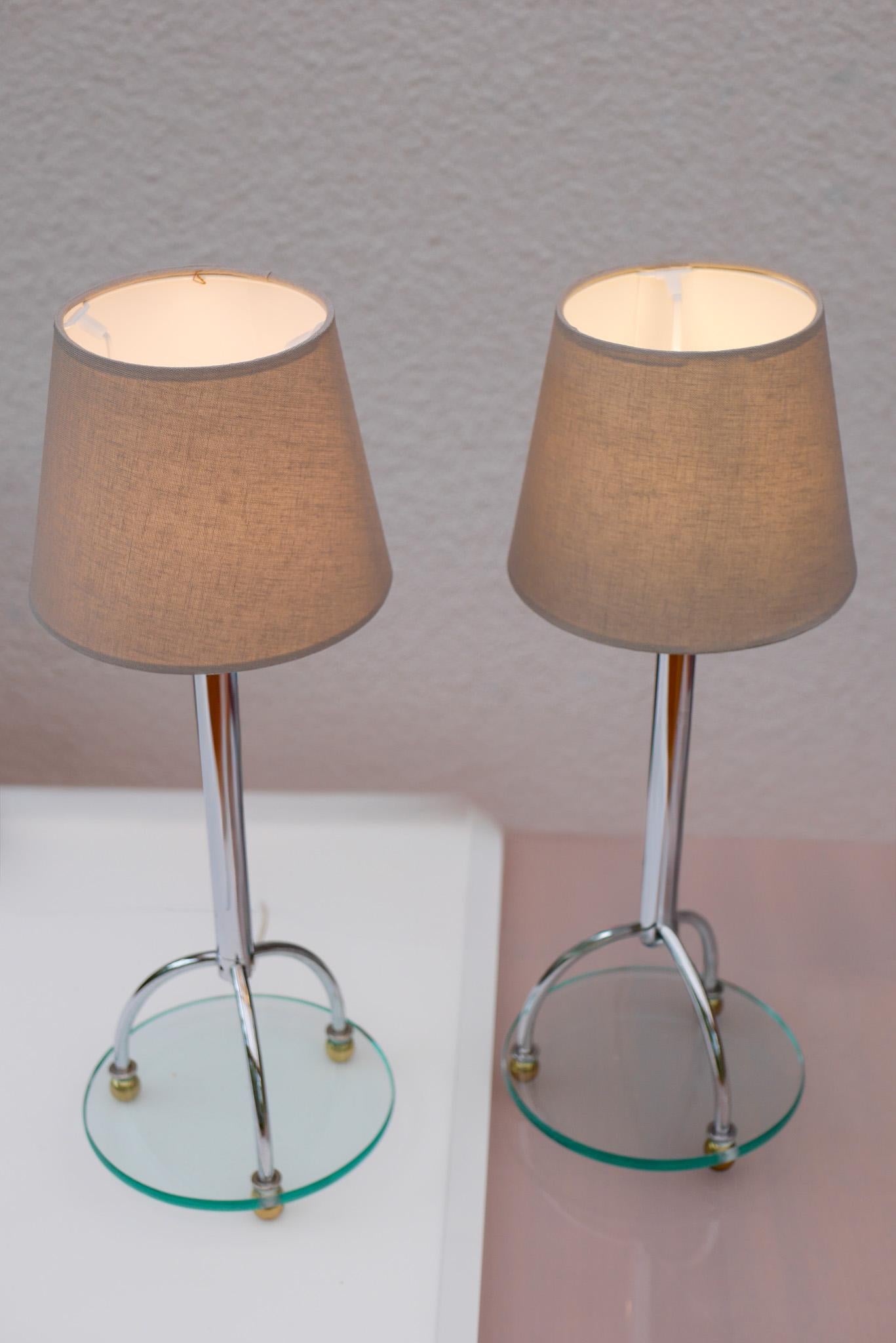Late 20th Century Scandinavian Minimalist Art Deco Style Table Lamps in Chrome and Glass by IKEA For Sale