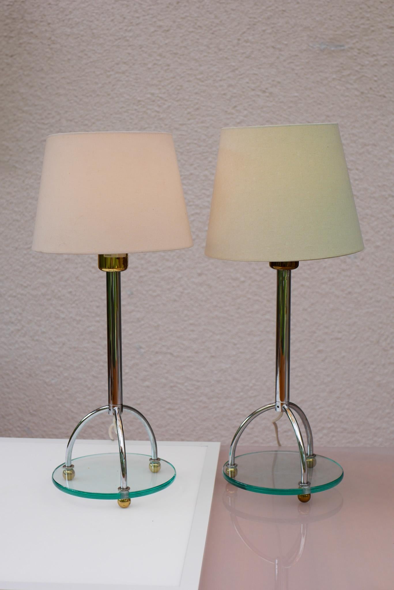 Scandinavian Minimalist Art Deco Style Table Lamps in Chrome and Glass by IKEA For Sale 1