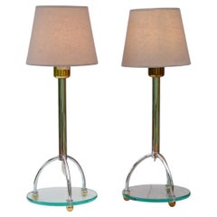 Scandinavian Minimalist Art Deco Style Table Lamps in Chrome and Glass by IKEA