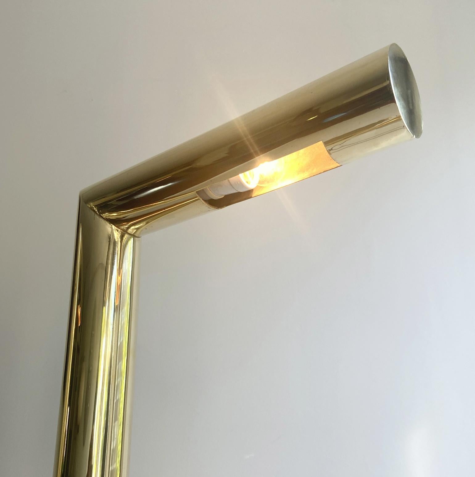 Scandinavian Minimalist Brass Floor Lamp by Jonas Hilde In Excellent Condition For Sale In London, GB