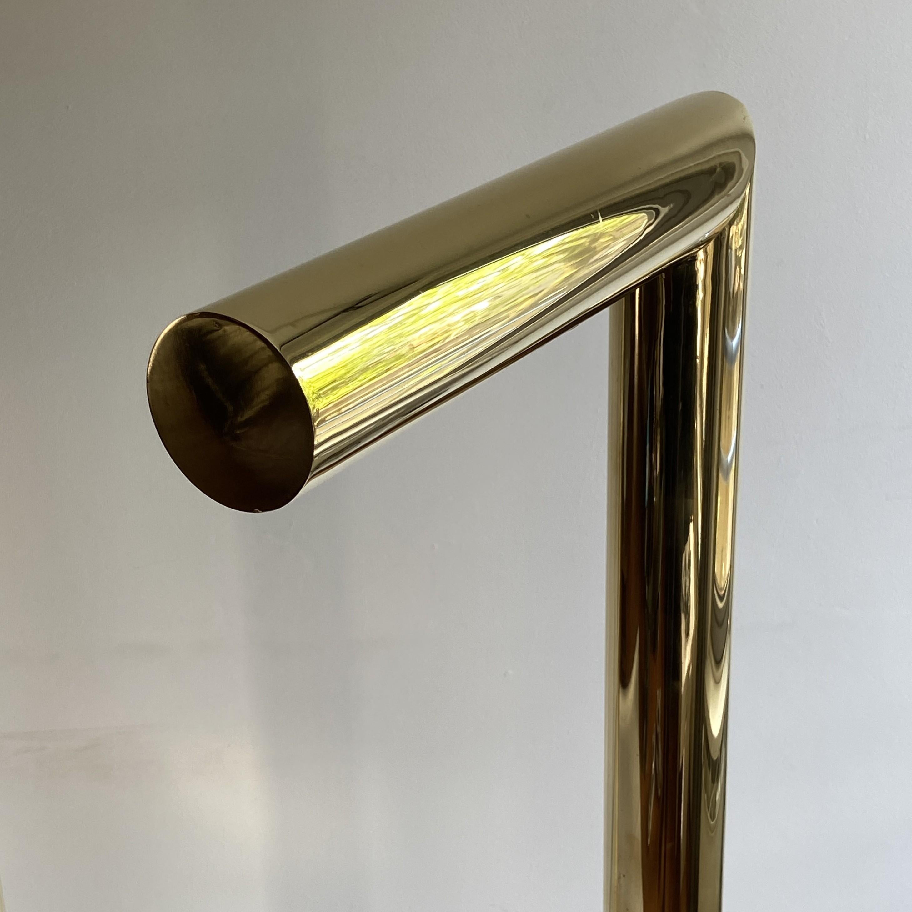 Late 20th Century Scandinavian Minimalist Brass Floor Lamp by Jonas Hilde For Sale