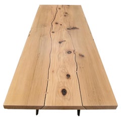 "Egetræ" Scandinavian Modern Red Oak Single Slab Table With Solid Steel Legs