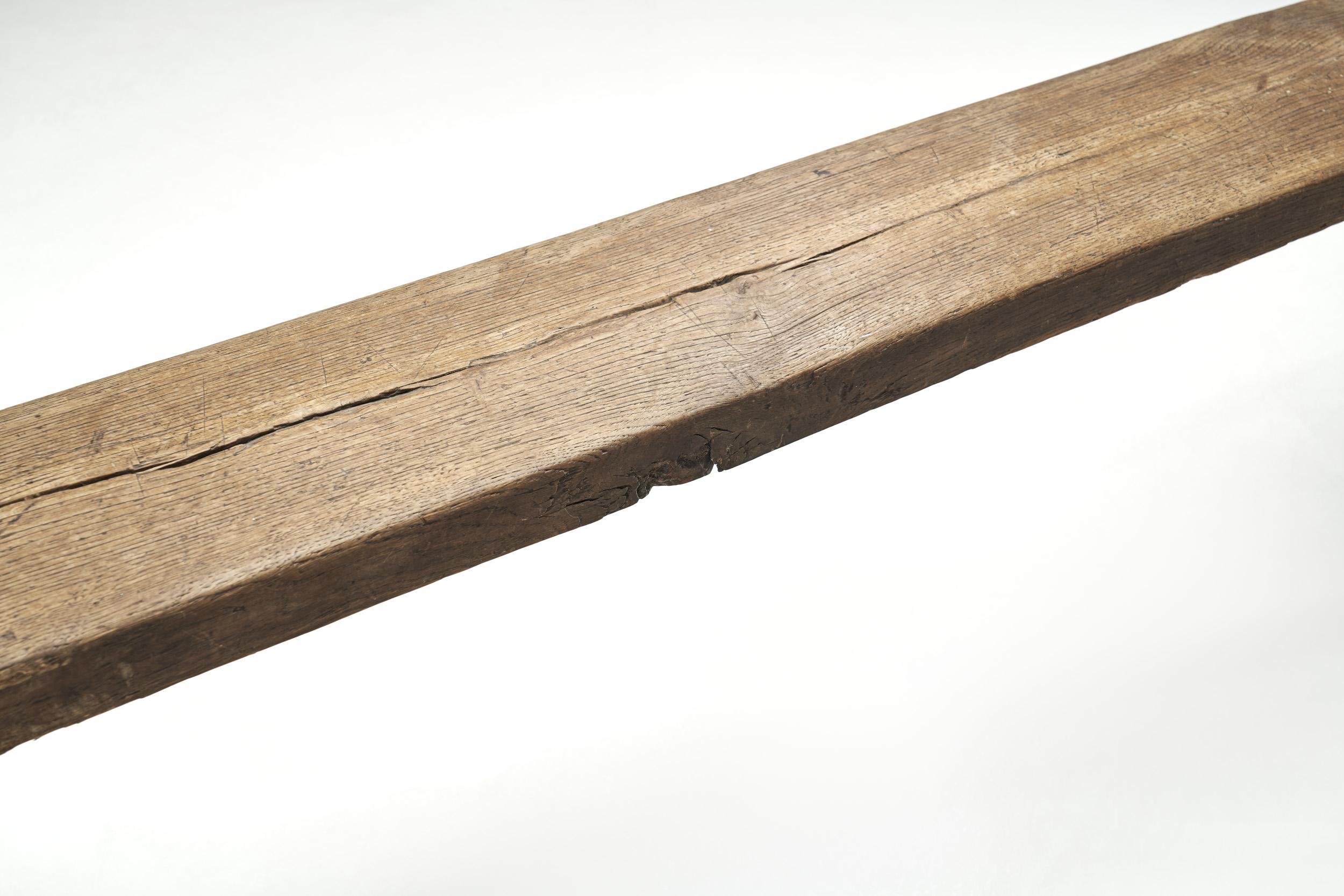 Scandinavian Minimalist Pine Bench with Trestle Legs, Scandinavia, ca 1950s 4