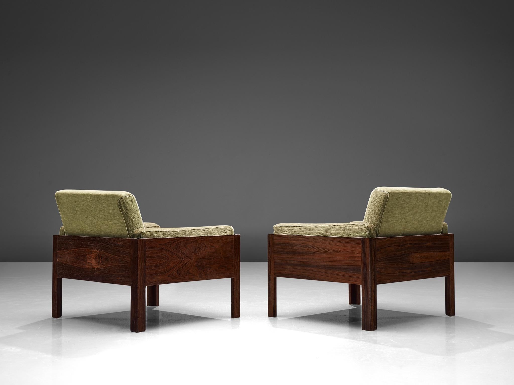 Scandinavian Modern Scandinavian Minimalist Rosewood Lounge Chairs, circa 1960