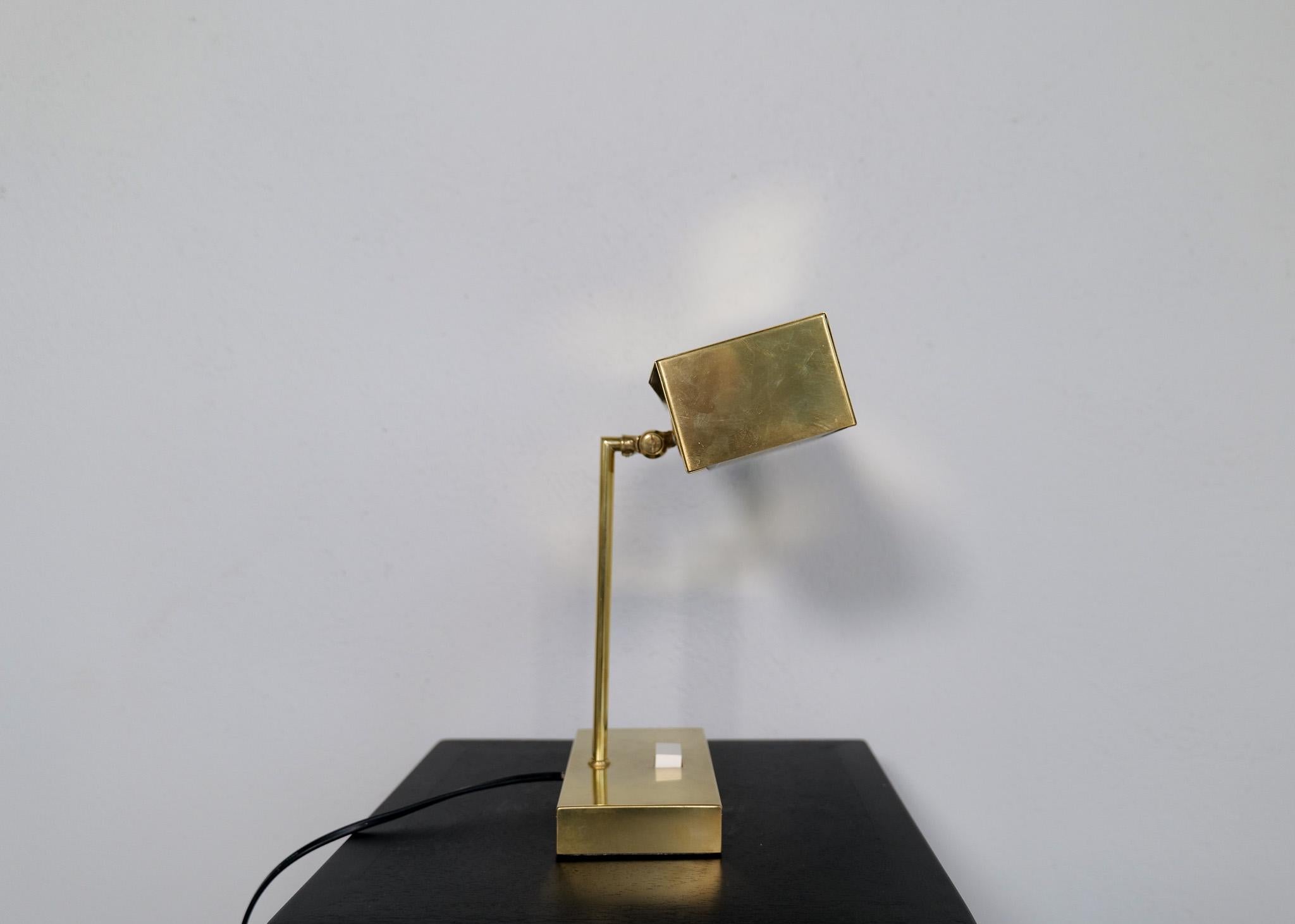 Scandinavian Minimalistic Adjustable Table Lamp Elidus in Brass, Sweden, 1970s In Good Condition In Hillringsberg, SE