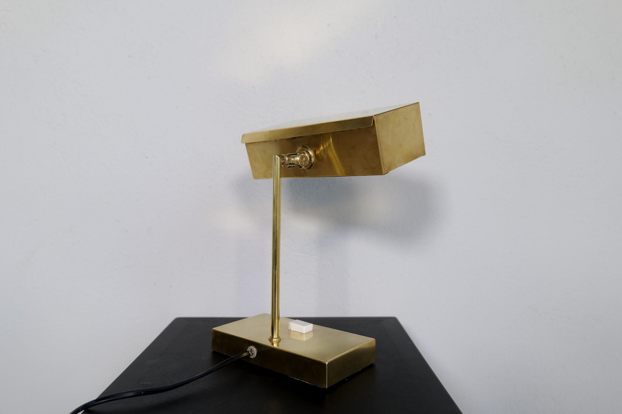 Late 20th Century Scandinavian Minimalistic Adjustable Table Lamp Elidus in Brass, Sweden, 1970s