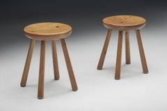 Scandinavian Minimalistic Four-Legged Pine Stools, 1950s