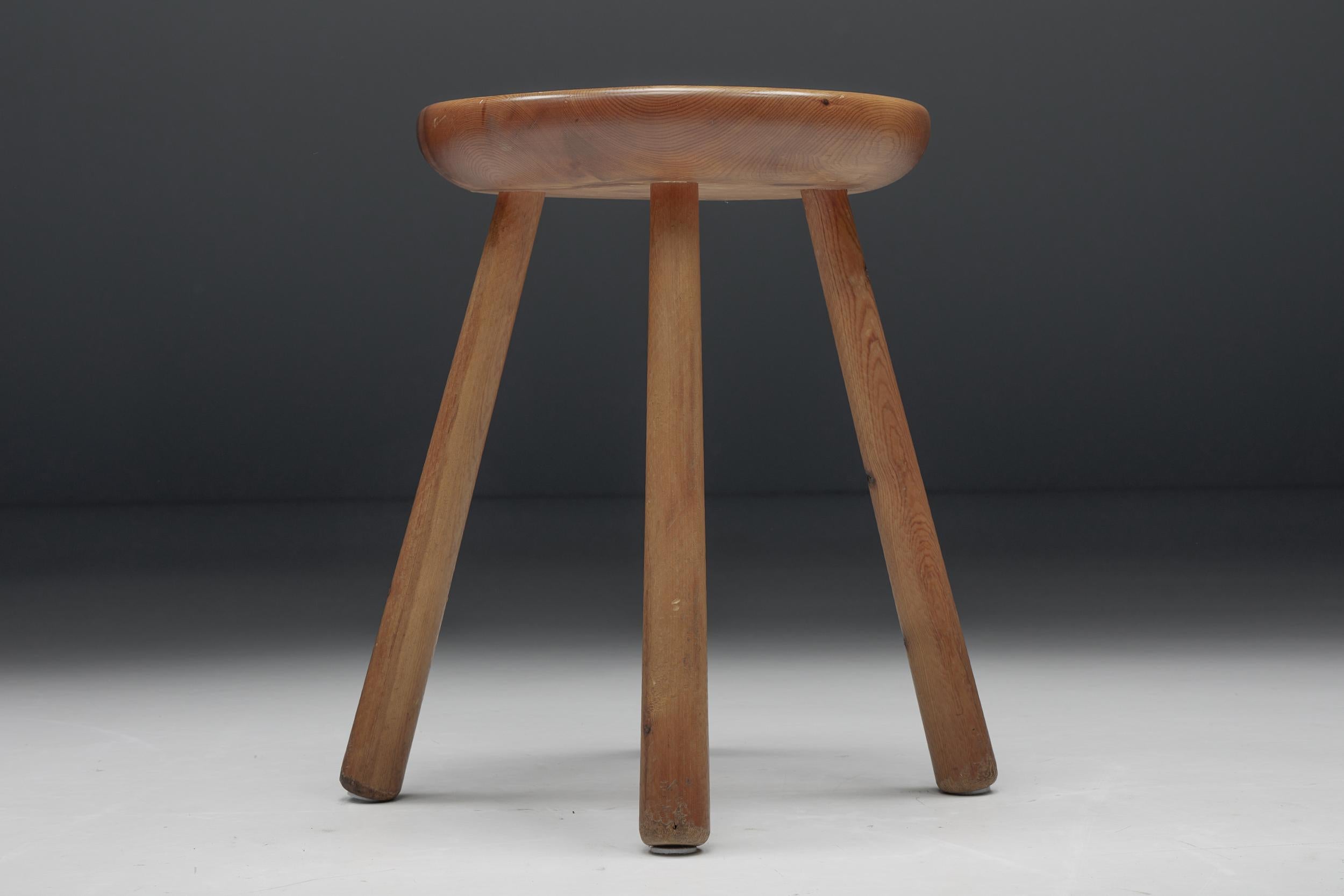 Scandinavian Minimalistic Four-Legged Pine Stools, 1950s In Excellent Condition For Sale In Antwerp, BE
