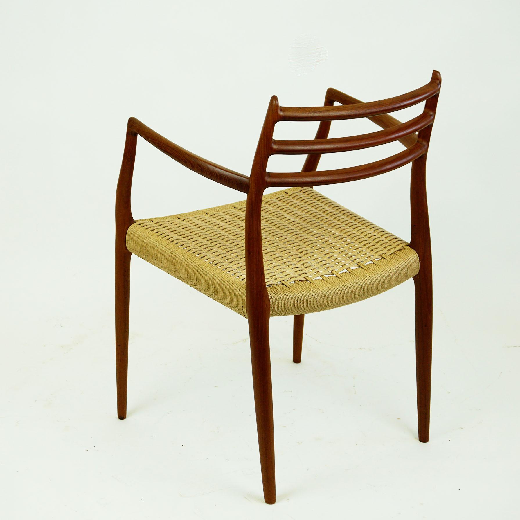 Scandinavian Mod. 62 Teak with Papercord Armchair by Niels Otto Moller 1