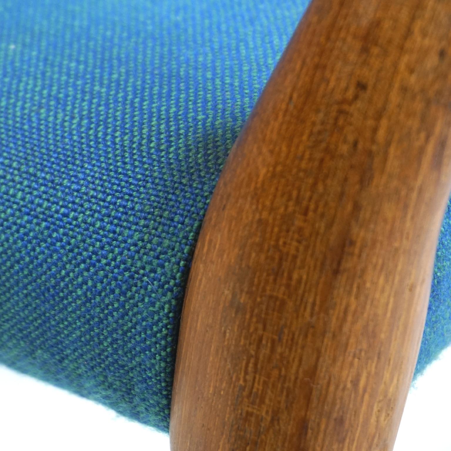 Scandinavian Mod. 65 Teak and Blue Fabric Armchair by Niels Otto Moller 4
