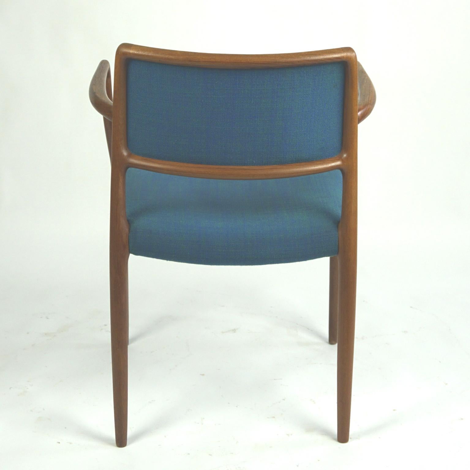 Scandinavian Mod. 65 Teak and Blue Fabric Armchair by Niels Otto Moller 5