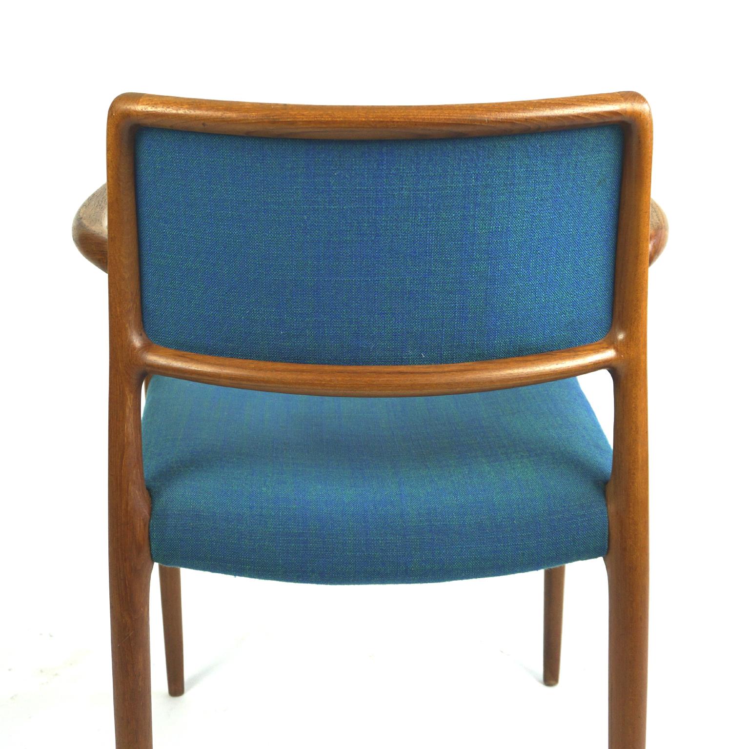 Scandinavian Mod. 65 Teak and Blue Fabric Armchair by Niels Otto Moller 6