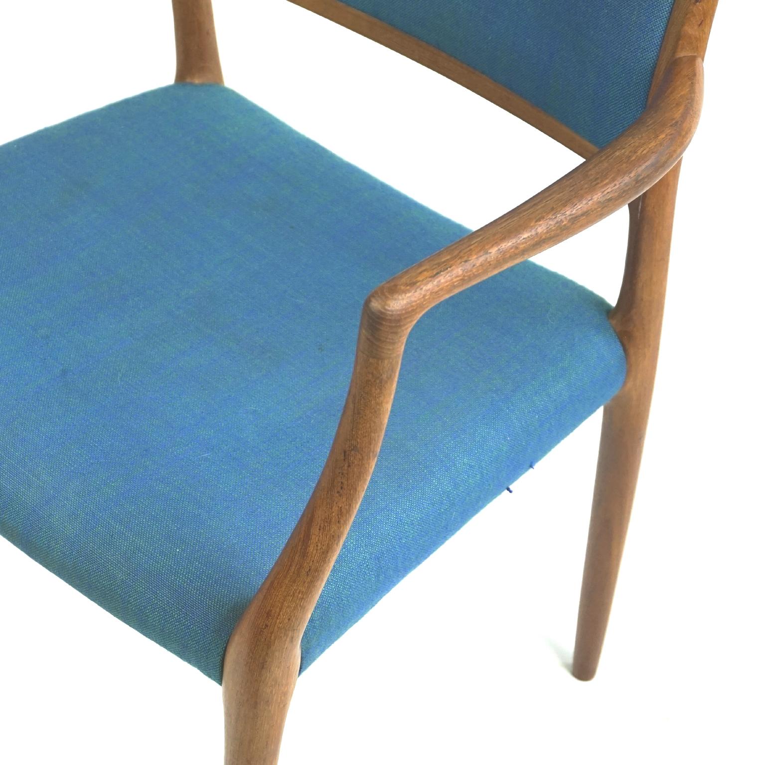 Scandinavian Mod. 65 Teak and Blue Fabric Armchair by Niels Otto Moller 3