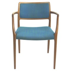 Scandinavian Mod. 65 Teak and Blue Fabric Armchair by Niels Otto Moller