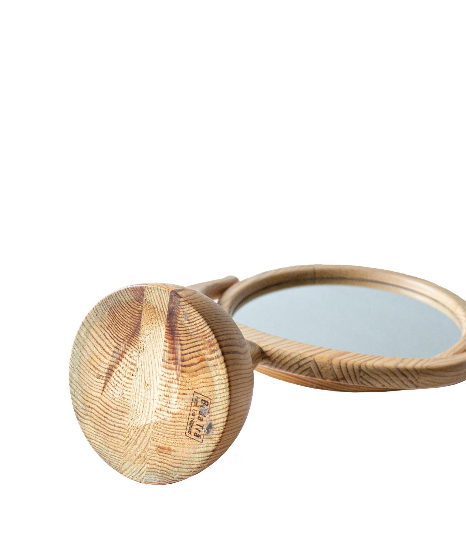 Scandinavian Modern Scandinavian Moder Erik Hoglund 'Höglund' Table Mirror in Solid Pine