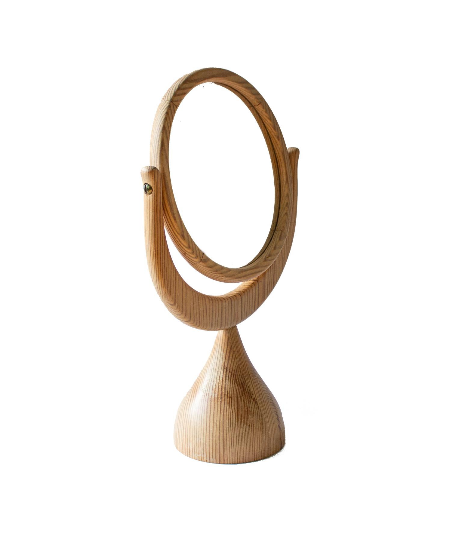 Scandinavian Moder Erik Hoglund 'Höglund' Table Mirror in Solid Pine In Good Condition In Stockholm, SE