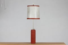 Scandinavian Modern 1960´s Large Adjustable Table or Floor Lamp Redbrown Leather