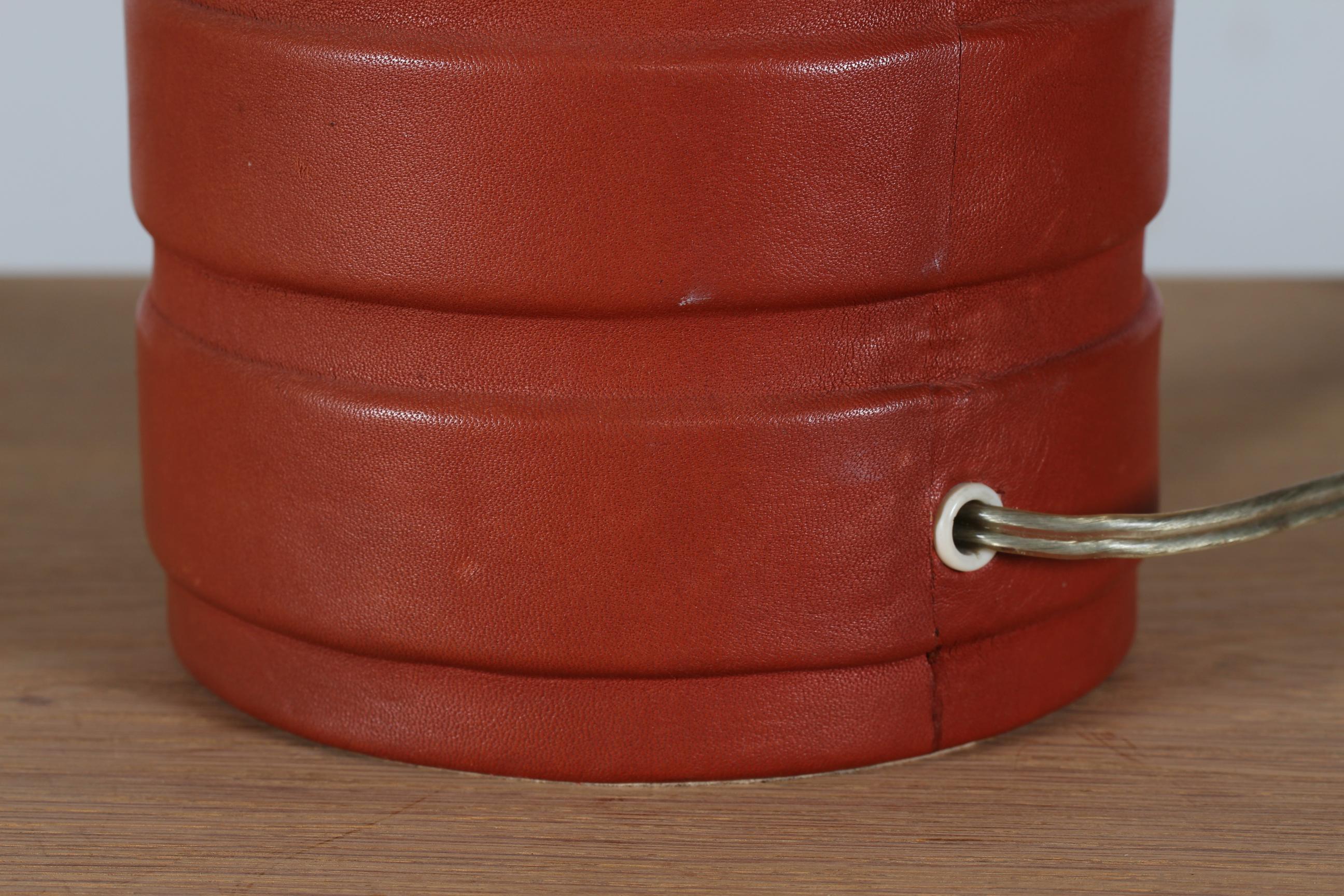 Scandinavian Modern 1960´s Large Adjustable Table or Floor Lamp Redbrown Leather For Sale 1