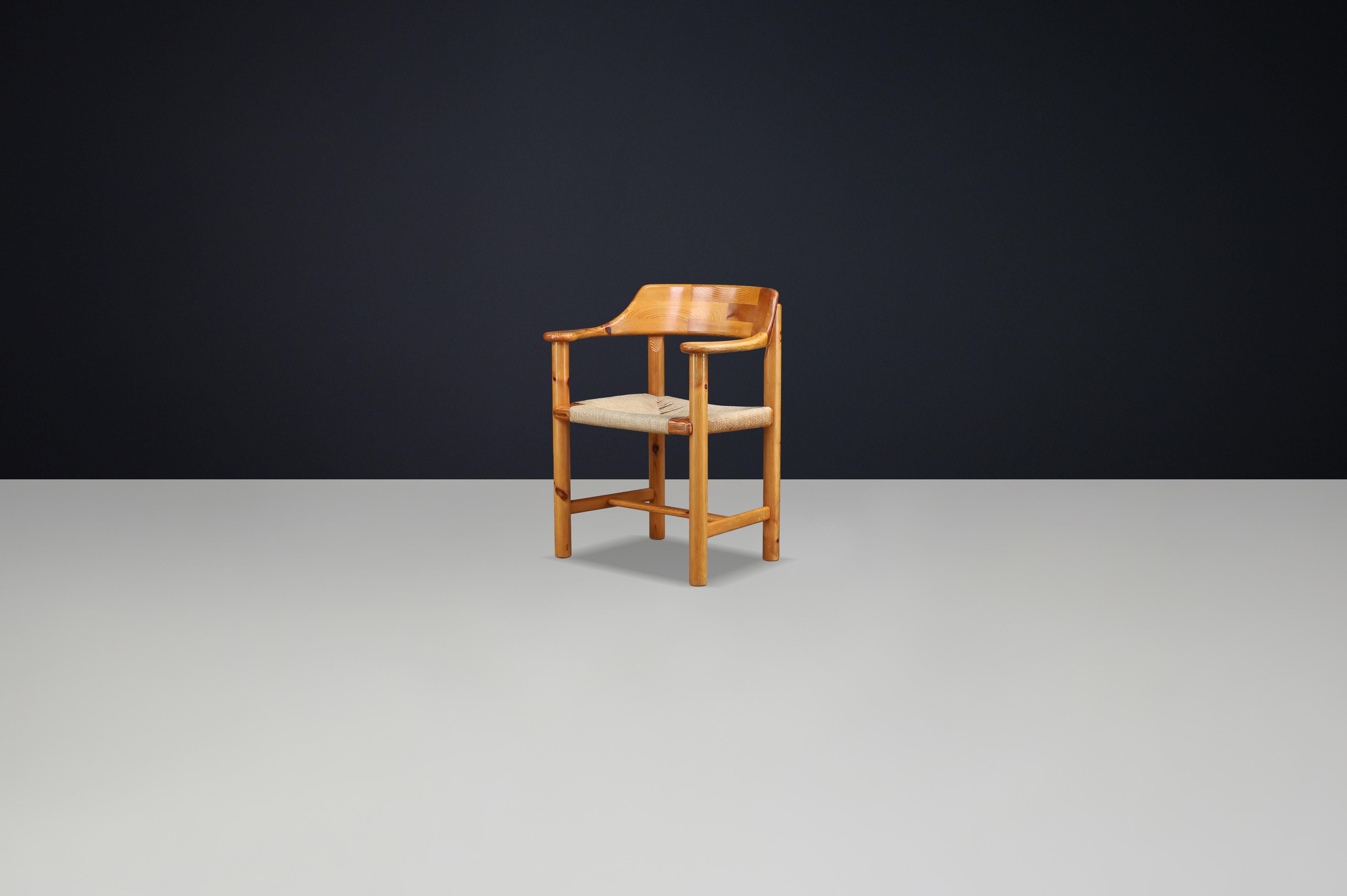 Scandinavian Modern 1970s Rainer Daumiller Swedish Pine & Cord Armchair In Good Condition For Sale In Almelo, NL