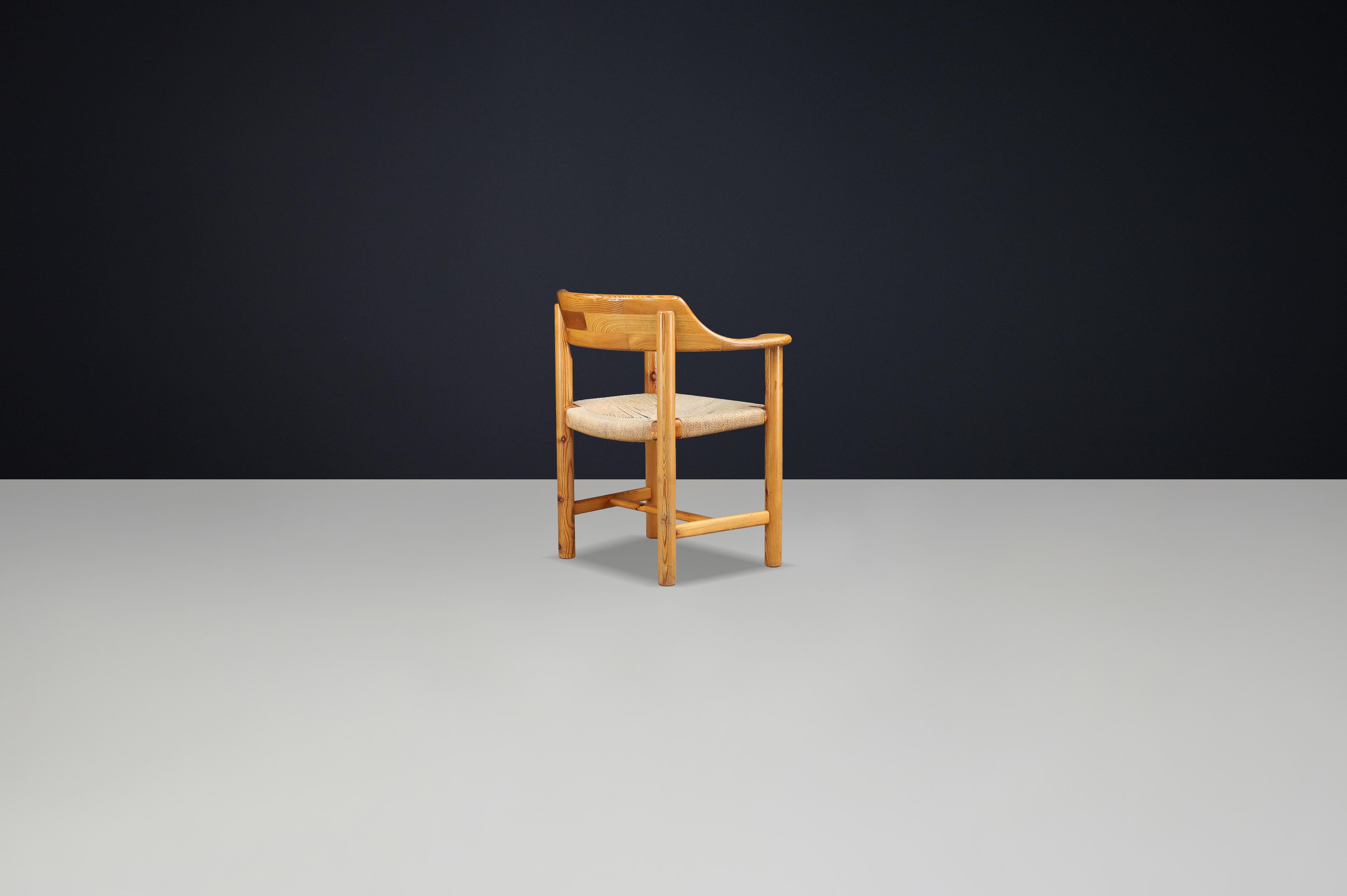 Scandinavian Modern 1970s Rainer Daumiller Swedish Pine & Cord Armchair For Sale 1
