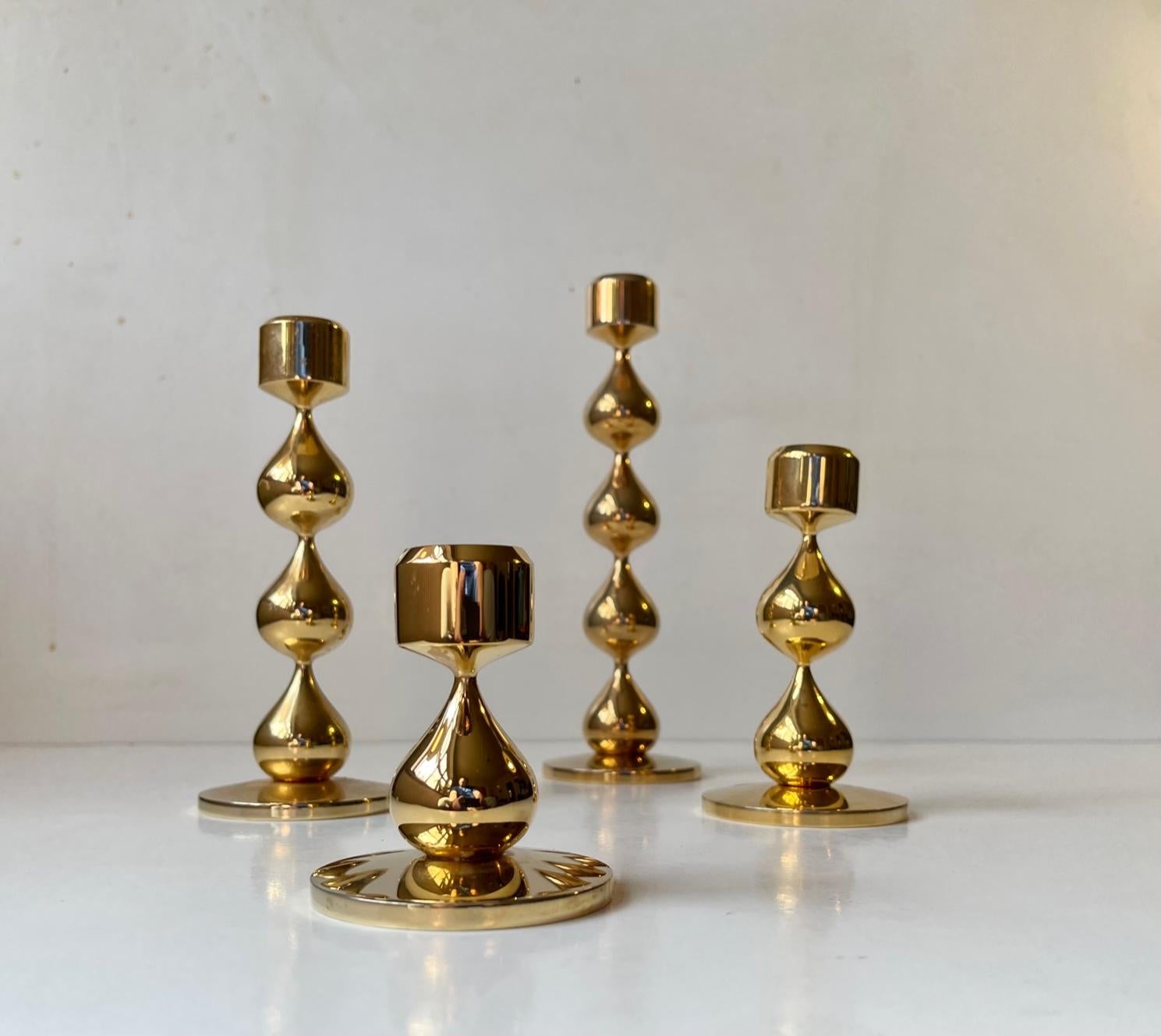 Scandinavian Modern 24-Carat Gold-Plated Teardrop Candlesticks by Hugo Asmussen 1