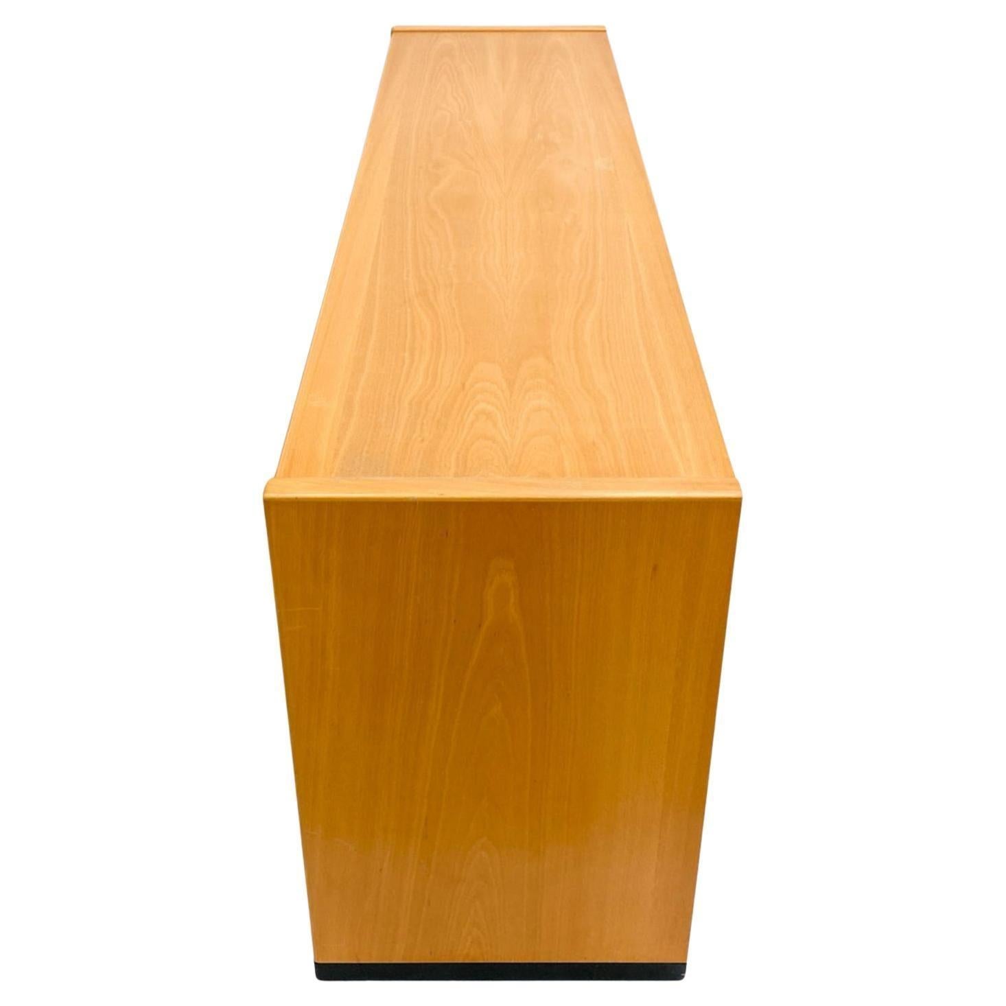 Woodwork Scandinavian modern 3 door blonde beech long credenza by Skovby Denmark For Sale