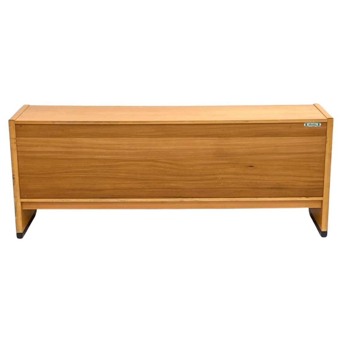 Scandinavian modern 3 door blonde beech long credenza by Skovby Denmark In Good Condition In BROOKLYN, NY