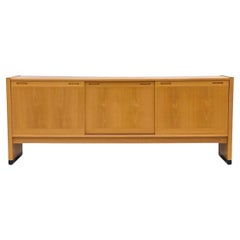 Scandinavian modern 3 door blonde beech long credenza by Skovby Denmark