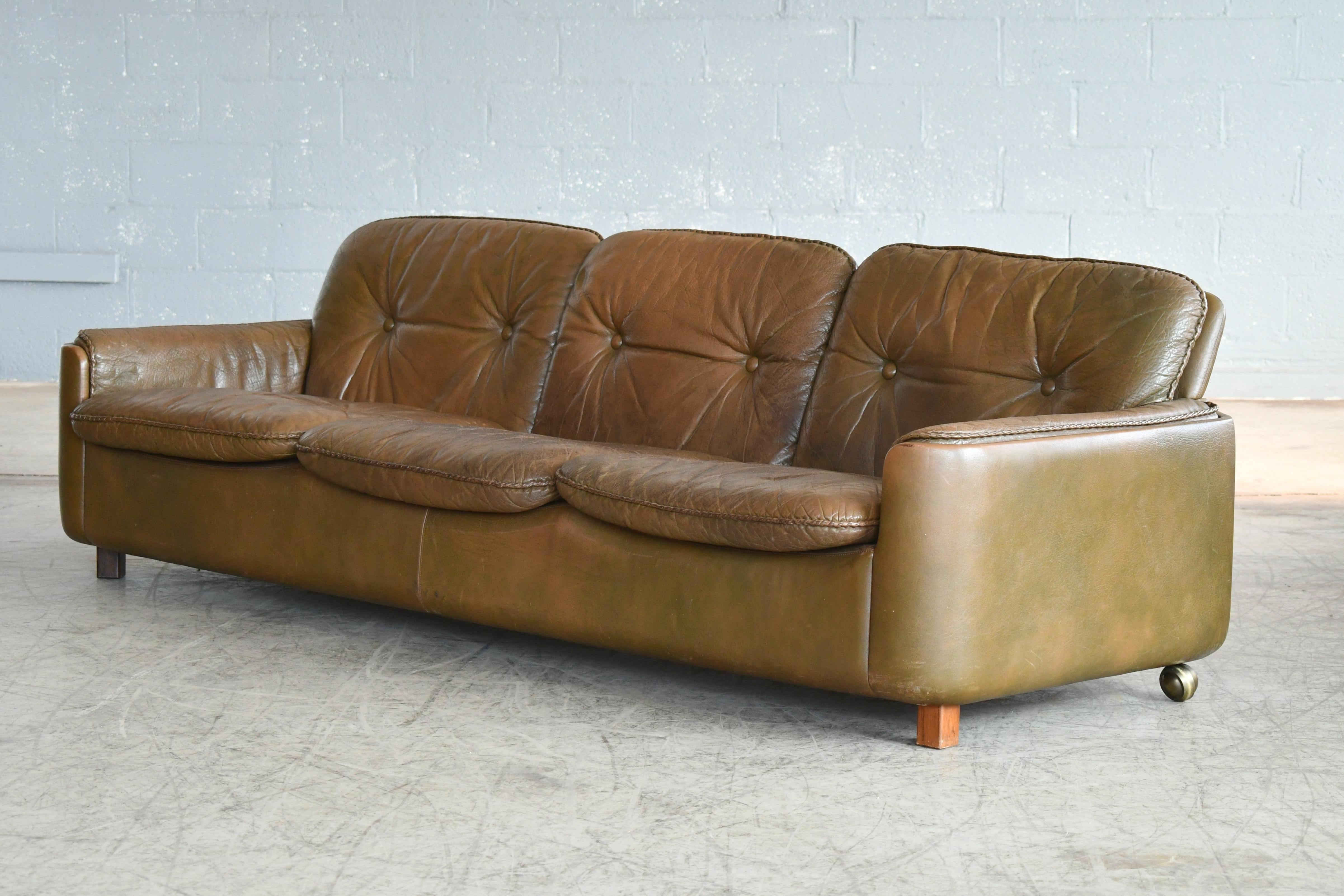 Scandinavian Modern 3-Seat Sofa in Buffalo Leather by Sigurd Ressell for Vatne 3