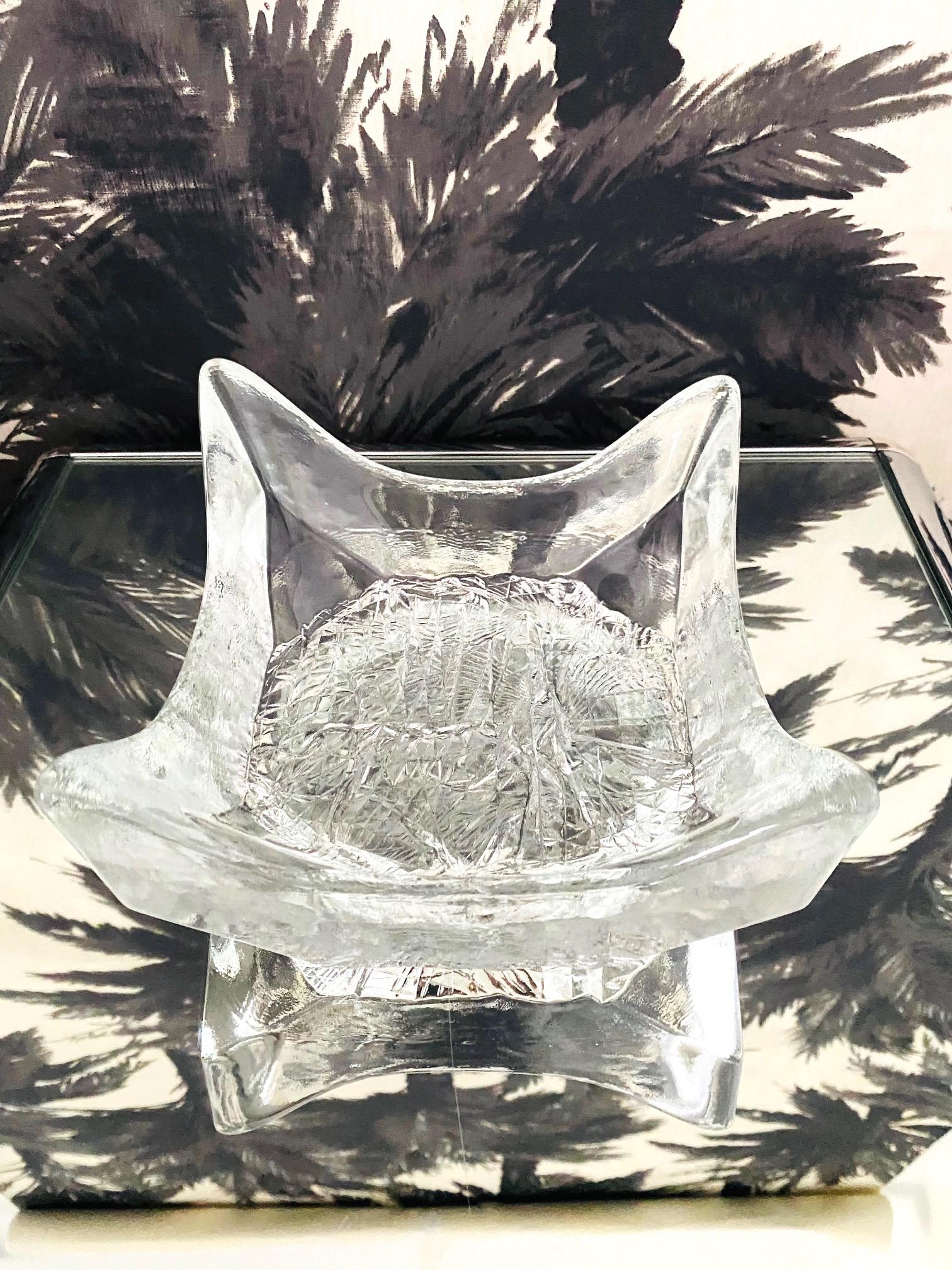 Mid-Century Modern Abstract Art Glass Vide-Poche Dish by Tapio Wirkkala, Finland, circa 1970s For Sale