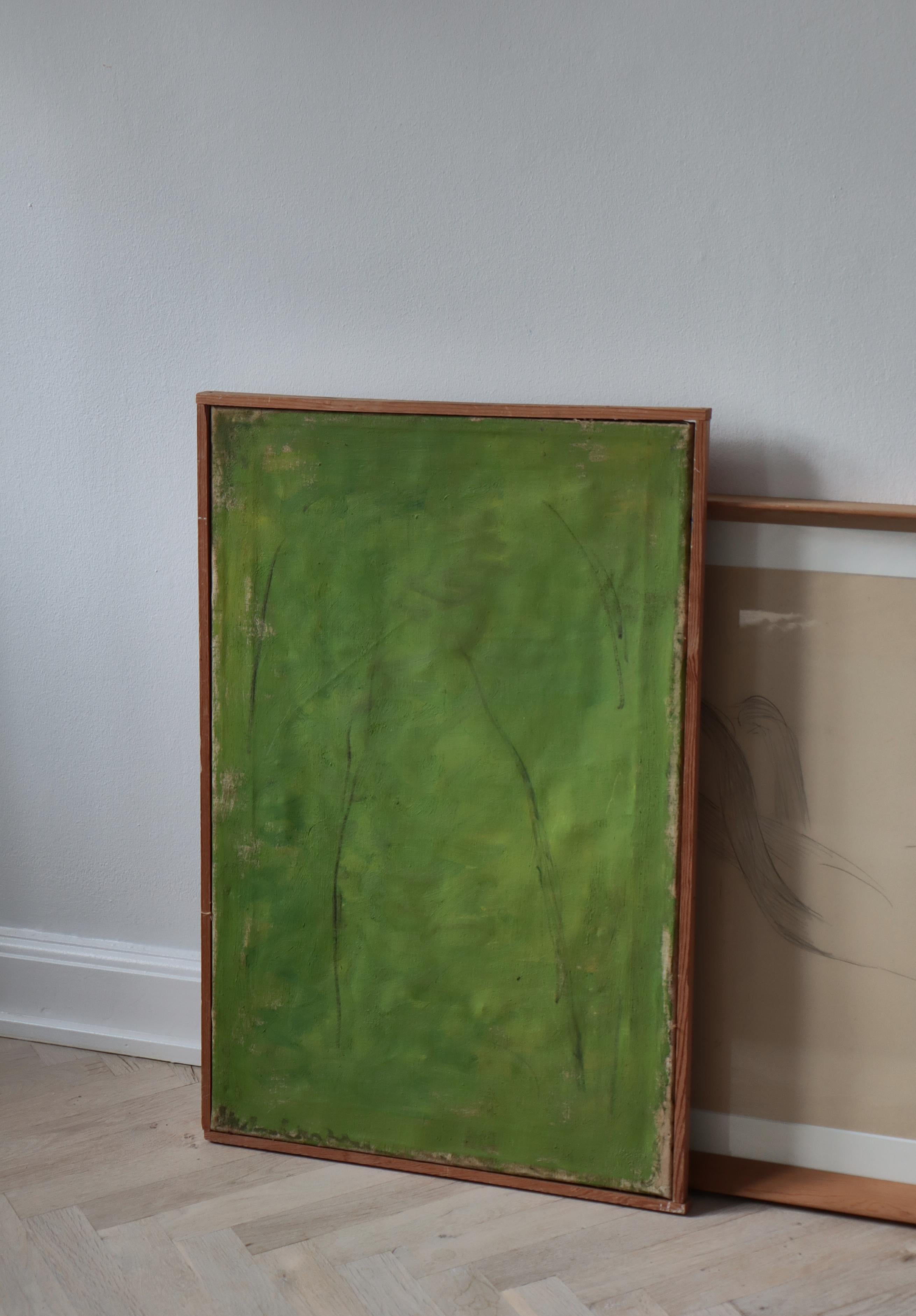 Une captivante peinture à l'huile abstraite The Modern Scandinavian, réalisée en 1966 par la moderniste danoise Ebba Carstensen (1885-1967). Carstensen, membre éminent du collectif d'artistes Grønningen, est célébrée pour son approche novatrice de